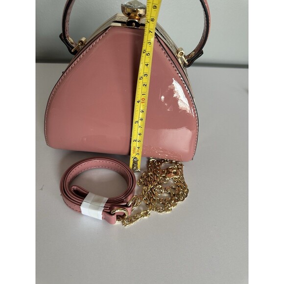 Gramercy & Grand Gorgeous Pink patent leather handbag Gem Clasp Shoulder Bag NEW - Picture 10 of 13